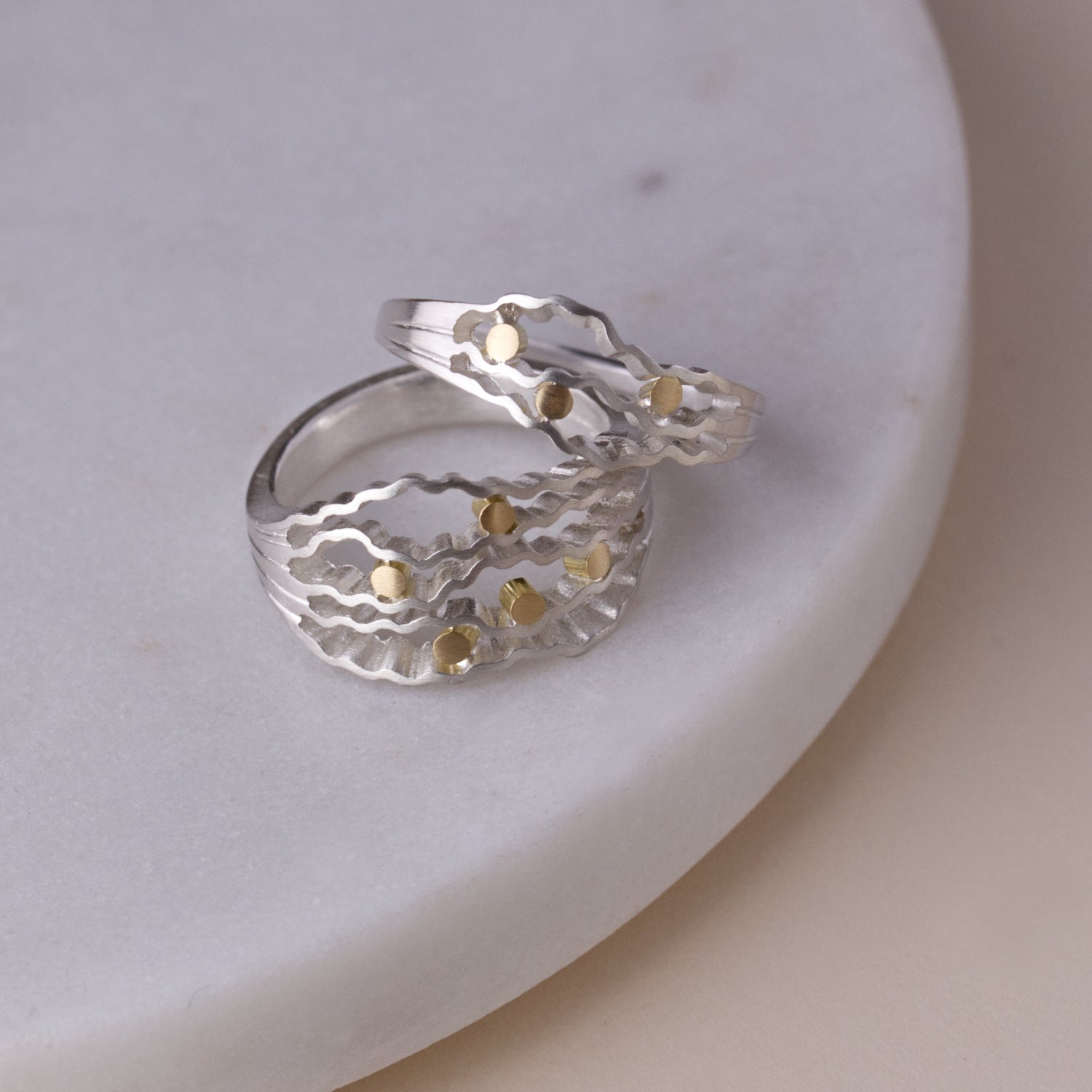 NEW - Statement Strata Ring - Silver and Gold