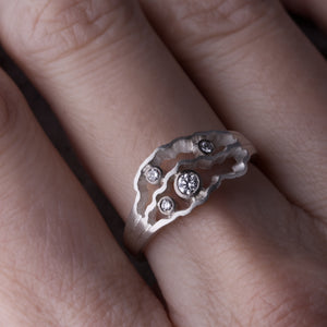 Strata Ring - Silver and Diamonds