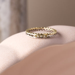 Strata Ring - Two Tone Gold with Diamonds