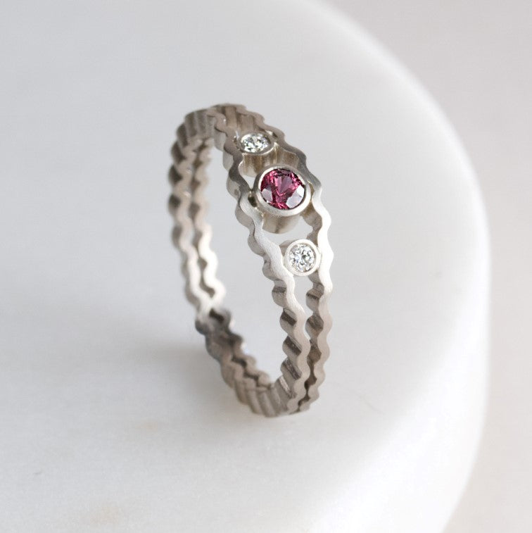 Bespoke | White Gold and Ruby Ring and Earrings