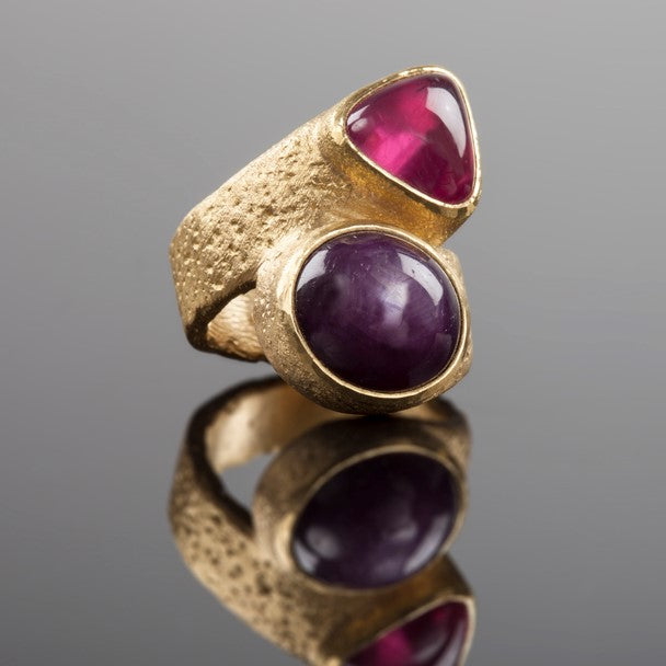 Bespoke | 'Histories' Gold Ring with Ruby and Star Sapphire