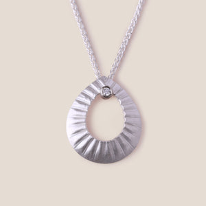 Bilbao Teardrop Necklace - Silver with Diamond