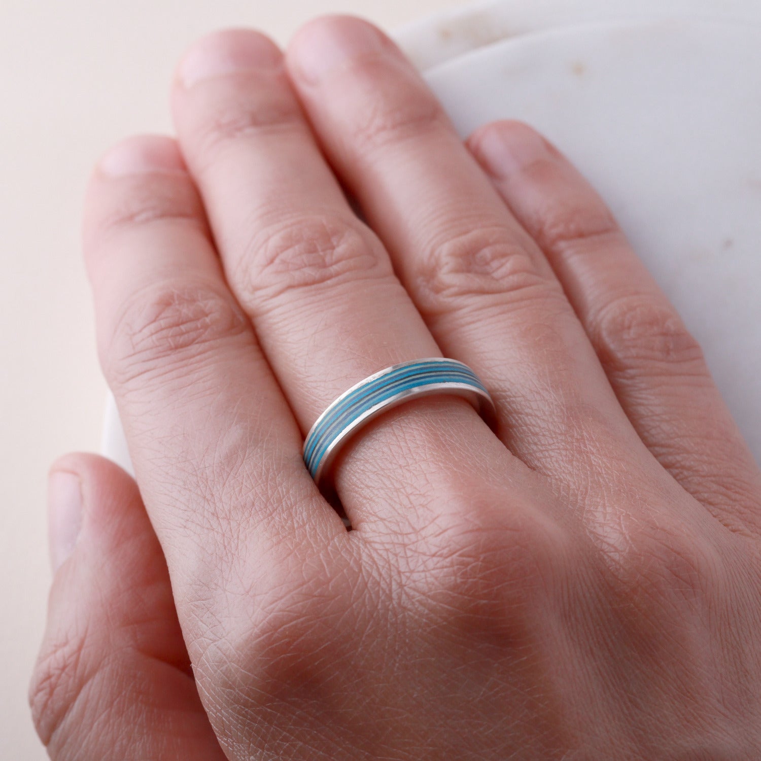 Paper & Silver Ring - Turquoise