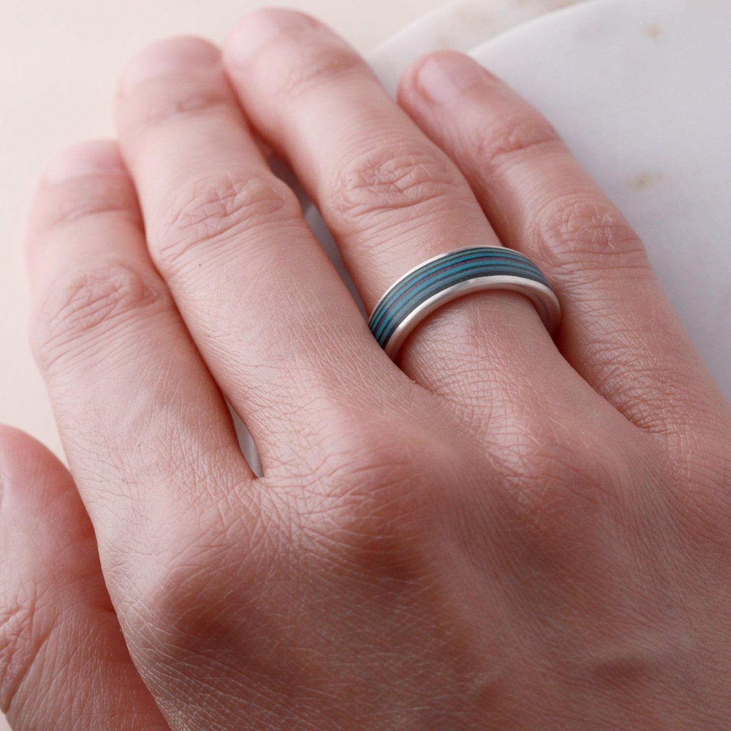 Paper & Silver Ring - Blue/Green