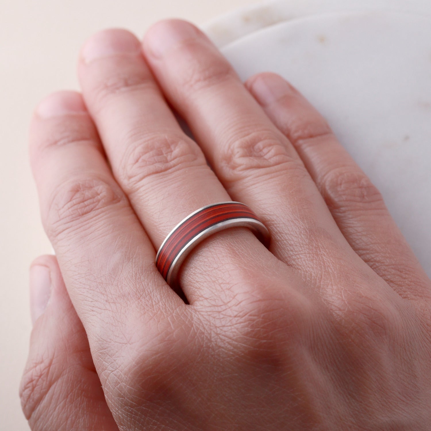 Paper & Silver Ring - Red