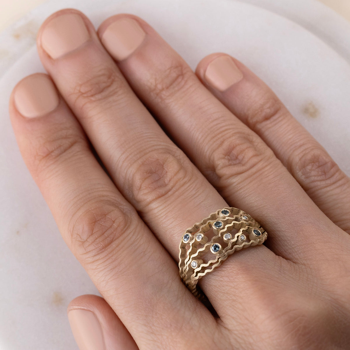 Statement Strata Ring - Sapphires & Diamonds