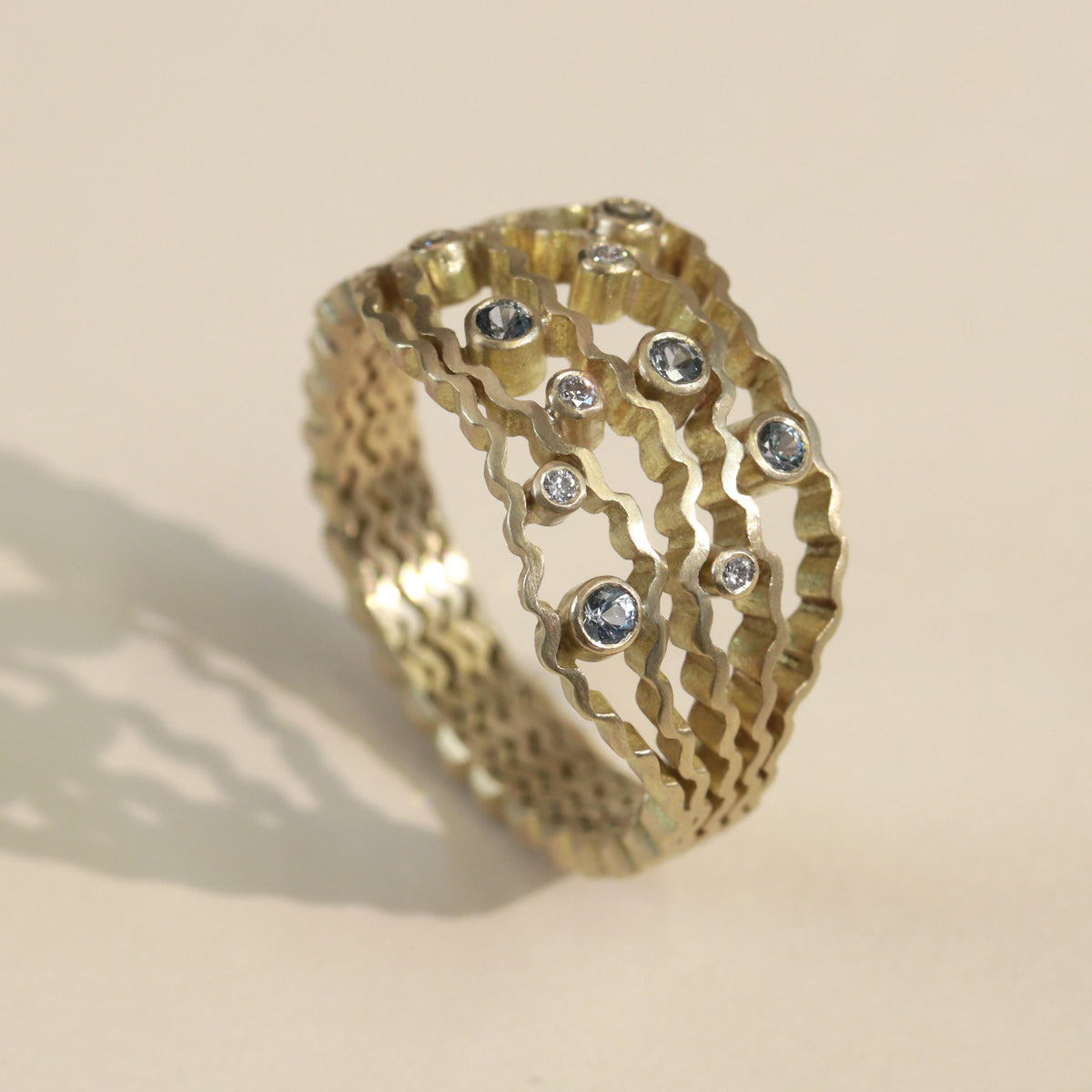 Statement Strata Ring - Sapphires & Diamonds