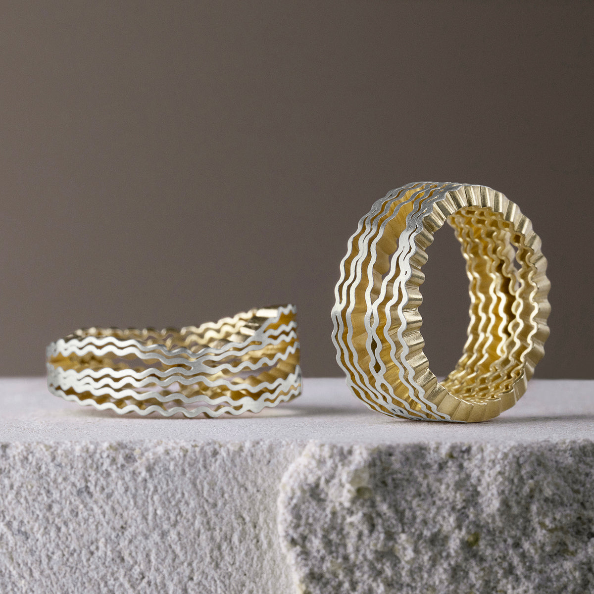 Strata Wrap Ring - Silver and Gold-plating