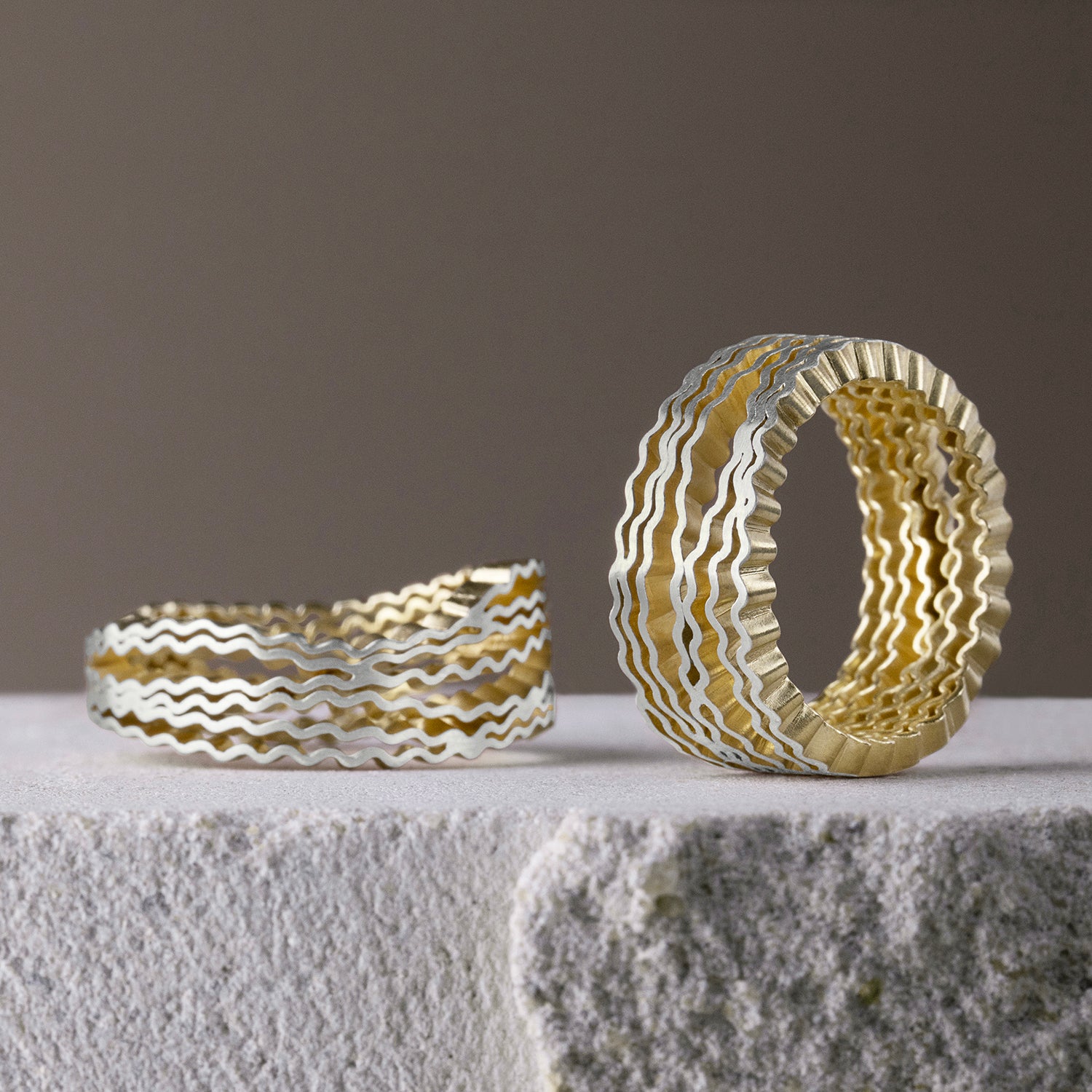 Strata Wrap Ring - Silver and Gold-plating