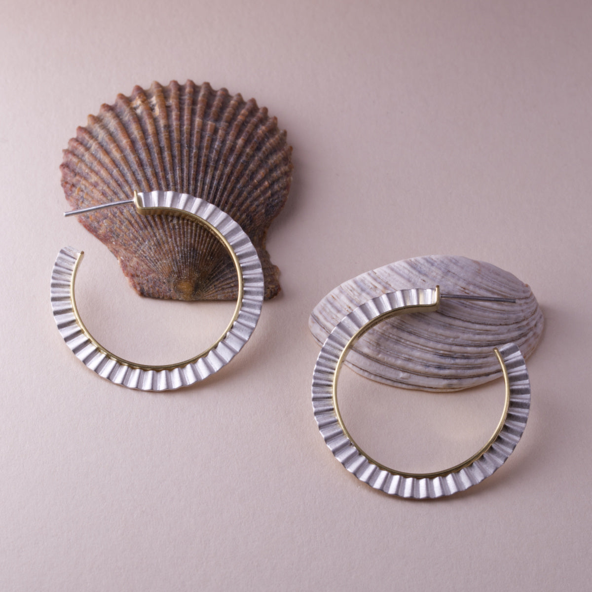 Strata Hoop Earrings - Silver & Gold