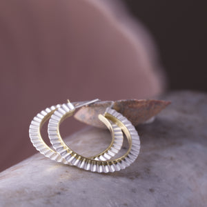 Strata Hoop Earrings - Silver & Gold