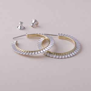 Strata Hoop Earrings - Silver & Gold