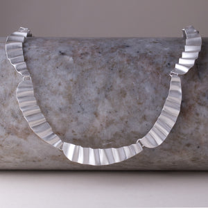 Kyoto Pleated Necklace - Fine Silver