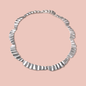 Kyoto Pleated Necklace - Fine Silver