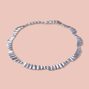 Kyoto Pleated Necklace - Fine Silver