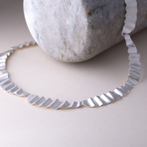 Kyoto Pleated Necklace - Fine Silver