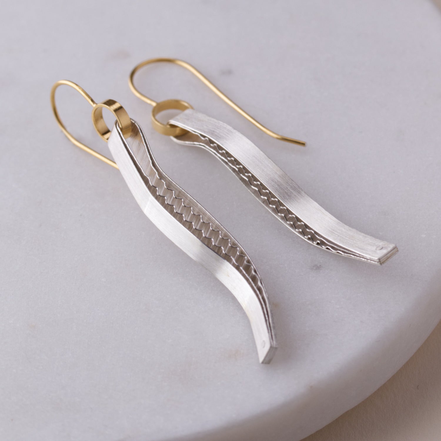 Strata Drop Earrings - Smooth & Ridged