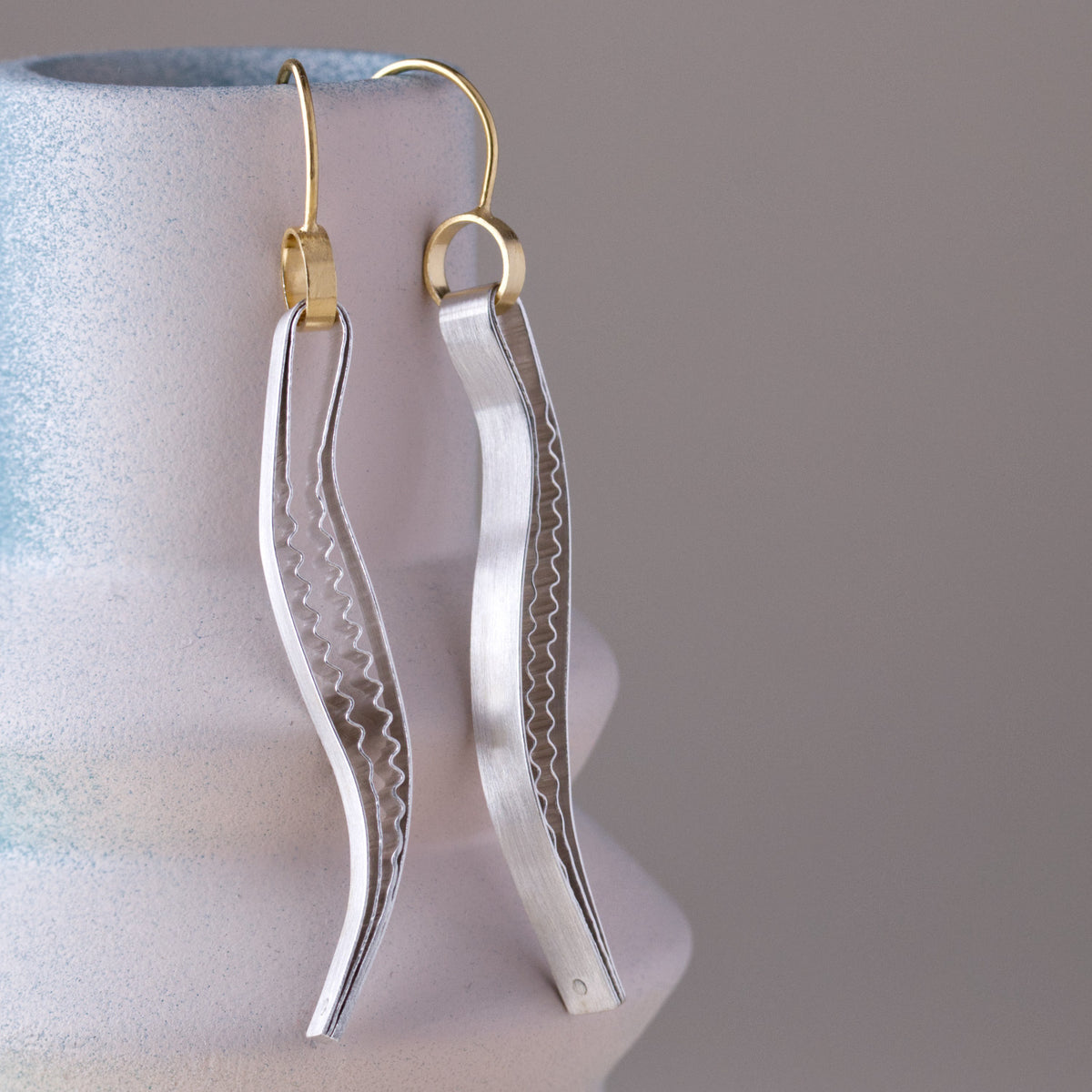 Strata Drop Earrings - Smooth & Ridged