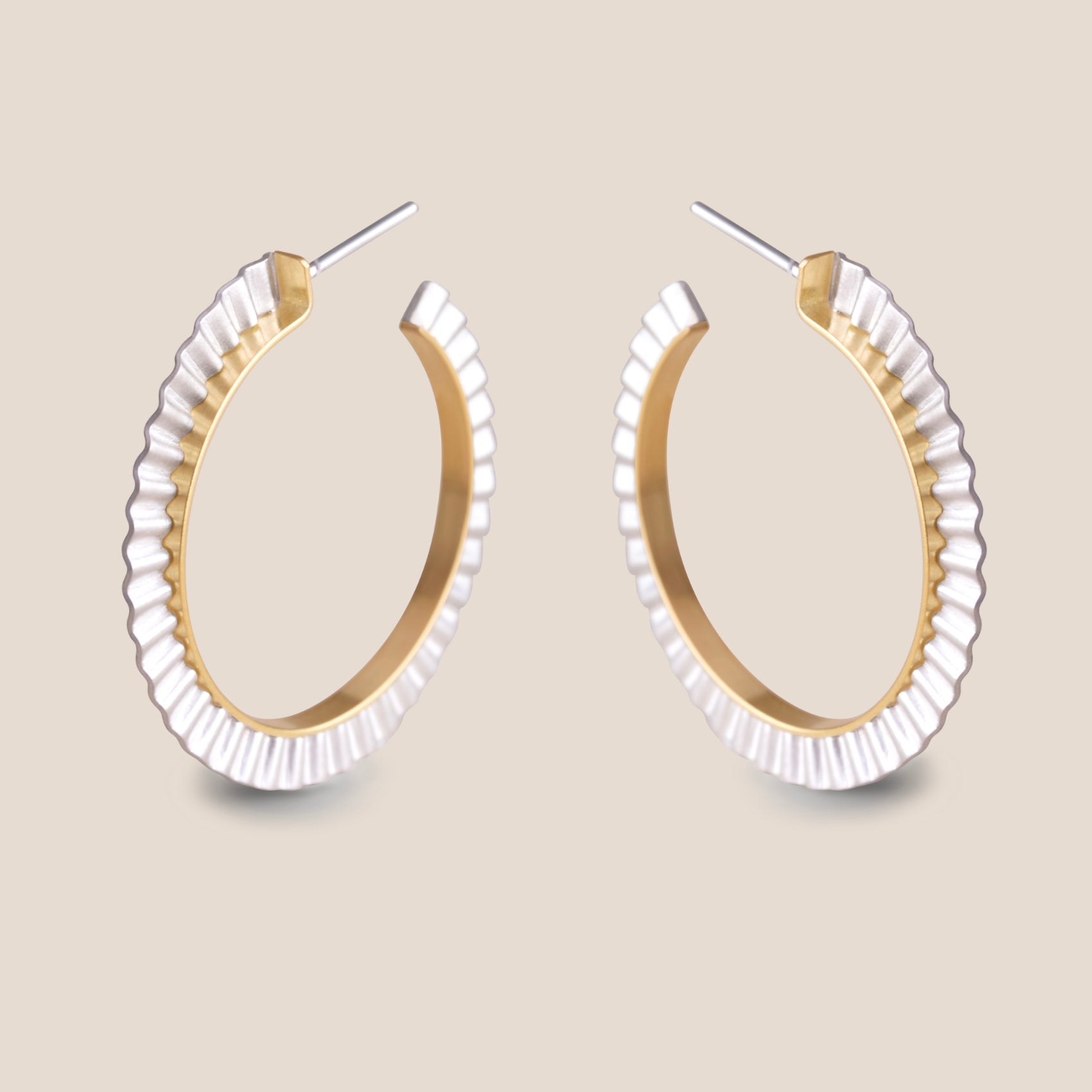 Strata Hoop Earrings - Silver & Gold