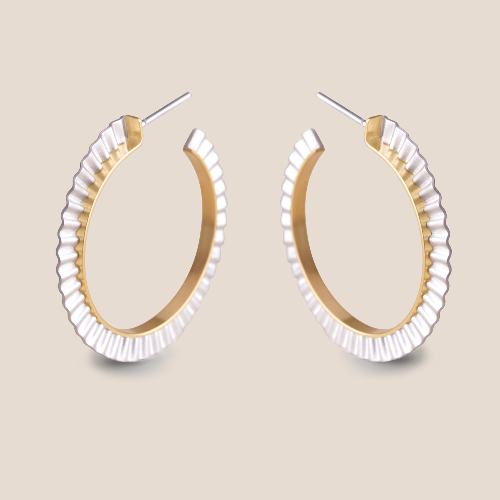 NEW - Strata Hoop Earrings - Silver & Gold