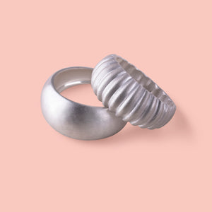 Bilbao Ring Set - Smooth and Ridged - Silver