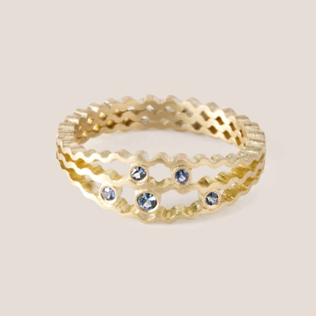 Strata Ring - Gold with Pink or Blue Sapphires