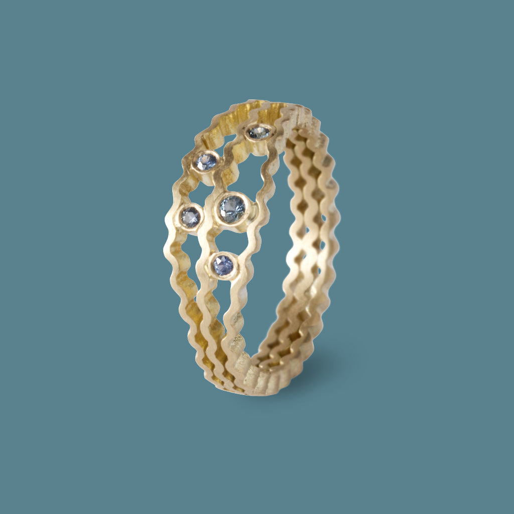 Strata Ring - Gold with Blue Sapphires