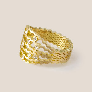 Statement Strata Ring - Gold & Diamonds