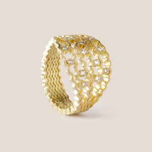 Statement Strata Ring - Gold & Diamonds