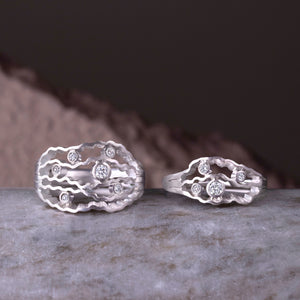 Strata Ring - Silver and Diamonds