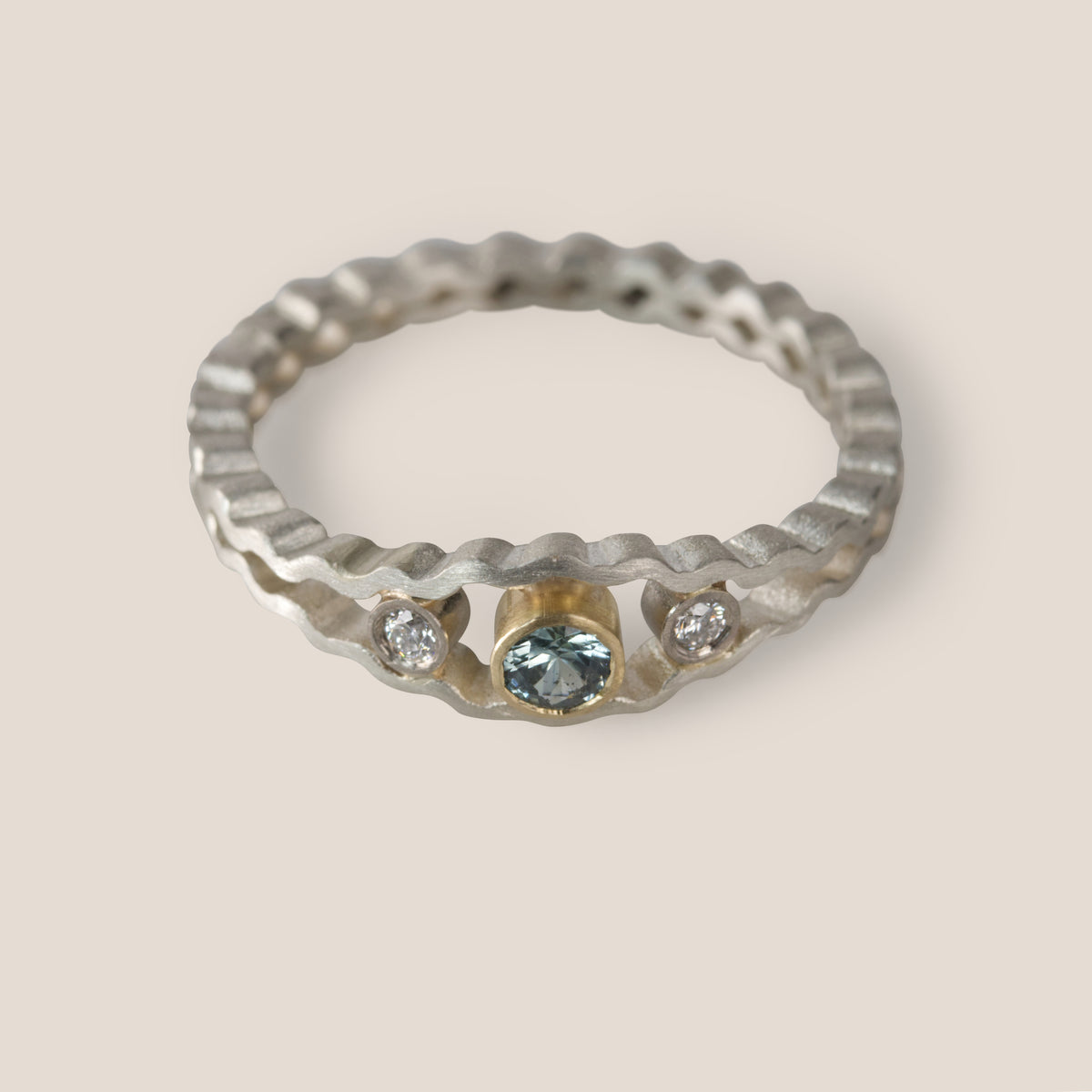 Strata Three Stone Ring - Blue Sapphire