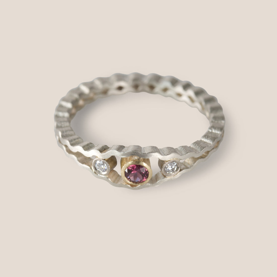 Strata Three Stone Ring - Ruby