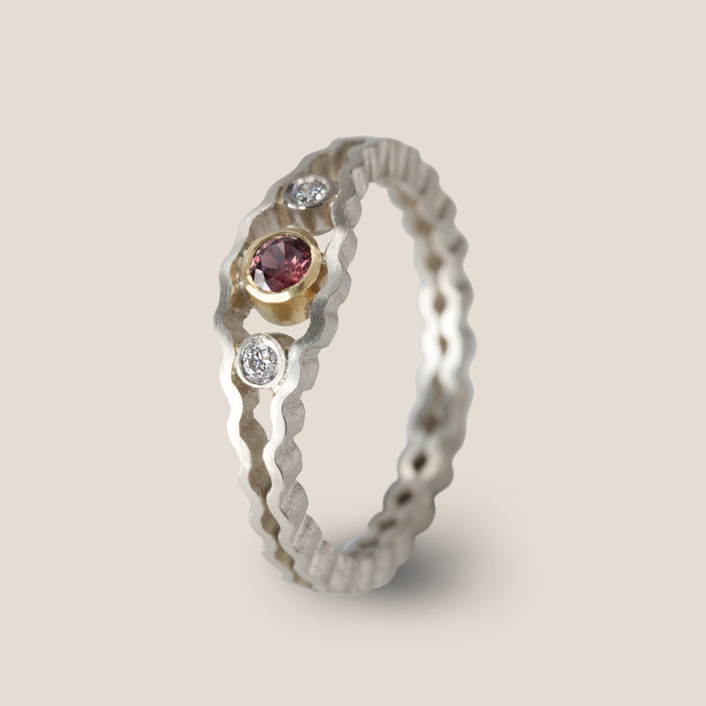 Strata Three Stone Ring - Ruby