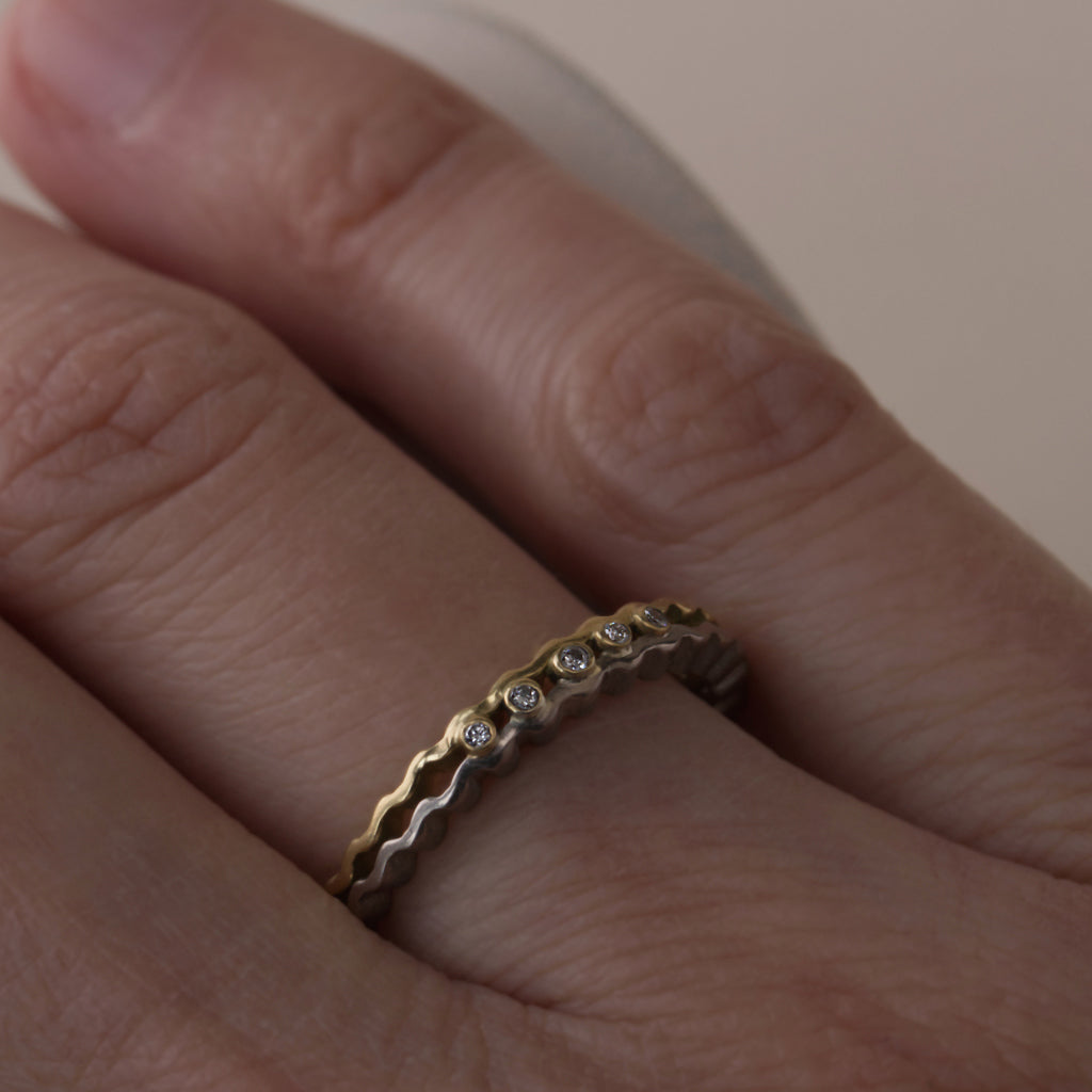 Strata Ring - Two Tone Gold with Diamonds