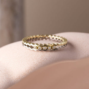 Strata Ring - Two Tone Gold with Diamonds